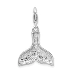 Amore La Vita Sterling Silver Rhodium-plated Polished Whale Tail Charm with Fancy Lobster Clasp