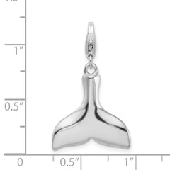 Amore La Vita Sterling Silver Rhodium-plated Polished Whale Tail Charm with Fancy Lobster Clasp