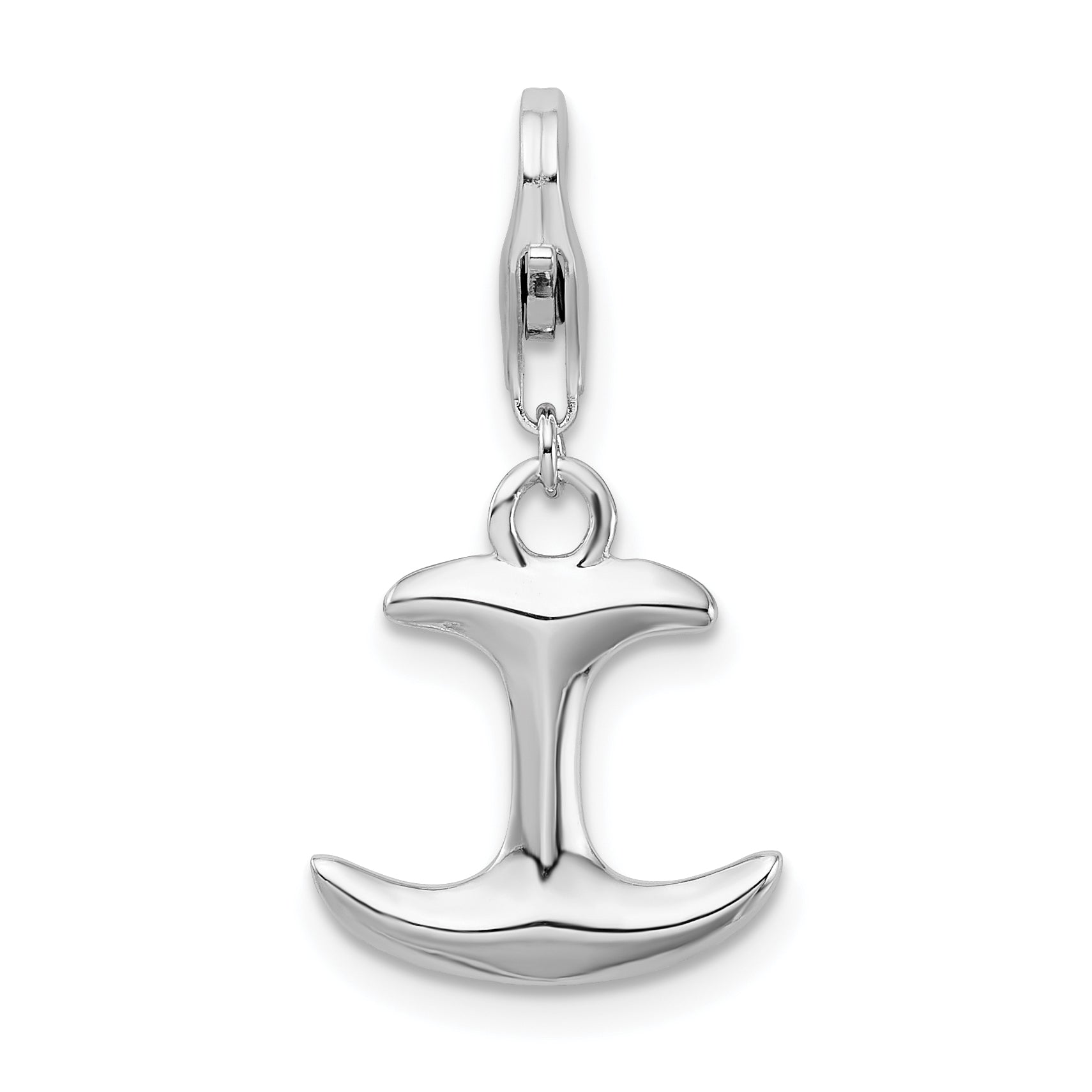 Amore La Vita Sterling Silver Rhodium-plated Polished 3-D Anchor Charm with Fancy Lobster Clasp Main image