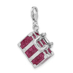 Glitter Enameled Luggage Charm in Sterling Silver