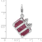 Glitter Enameled Luggage Charm in Sterling Silver