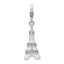 Amore La Vita Sterling Silver Rhodium-plated Polished 3-D Enameled Crystal From Swarovski Eiffel Tower Charm with Fancy Lobster Clasp