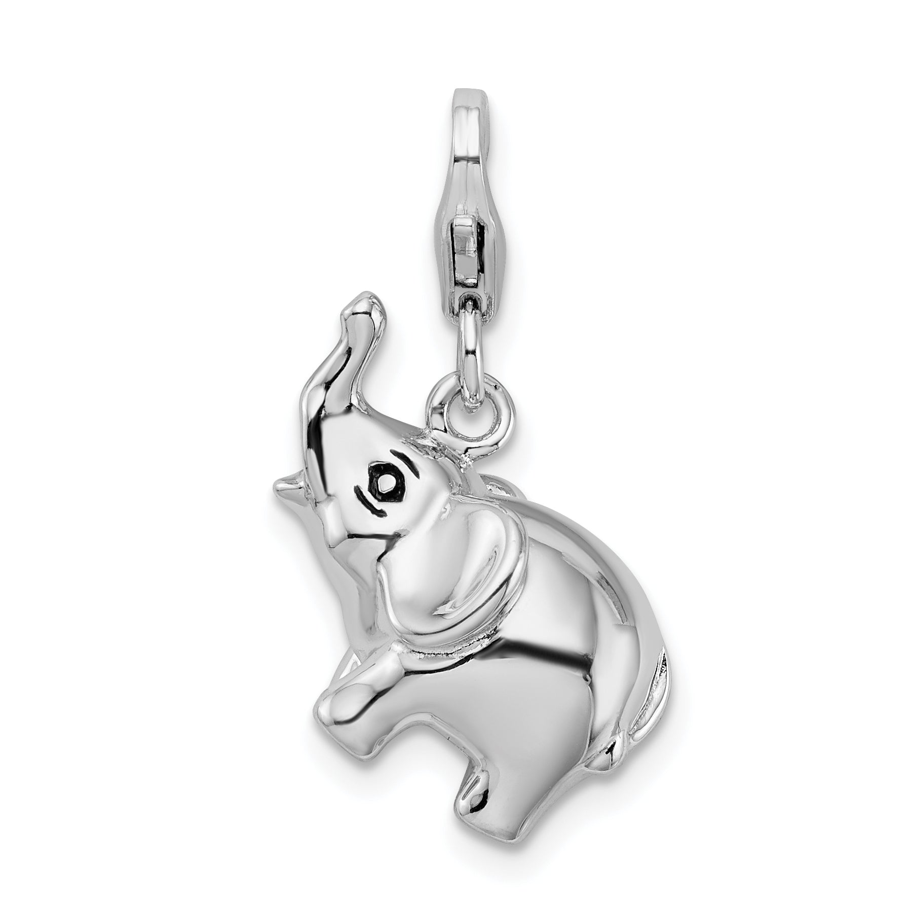 Amore La Vita Sterling Silver Rhodium-plated Polished 3-D Enameled Elephant Charm with Fancy Lobster Clasp Main image
