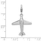 Amore La Vita Sterling Silver Rhodium-plated Polished 3-D Crystal From Crystal Airplane Charm with Fancy Lobster Clasp