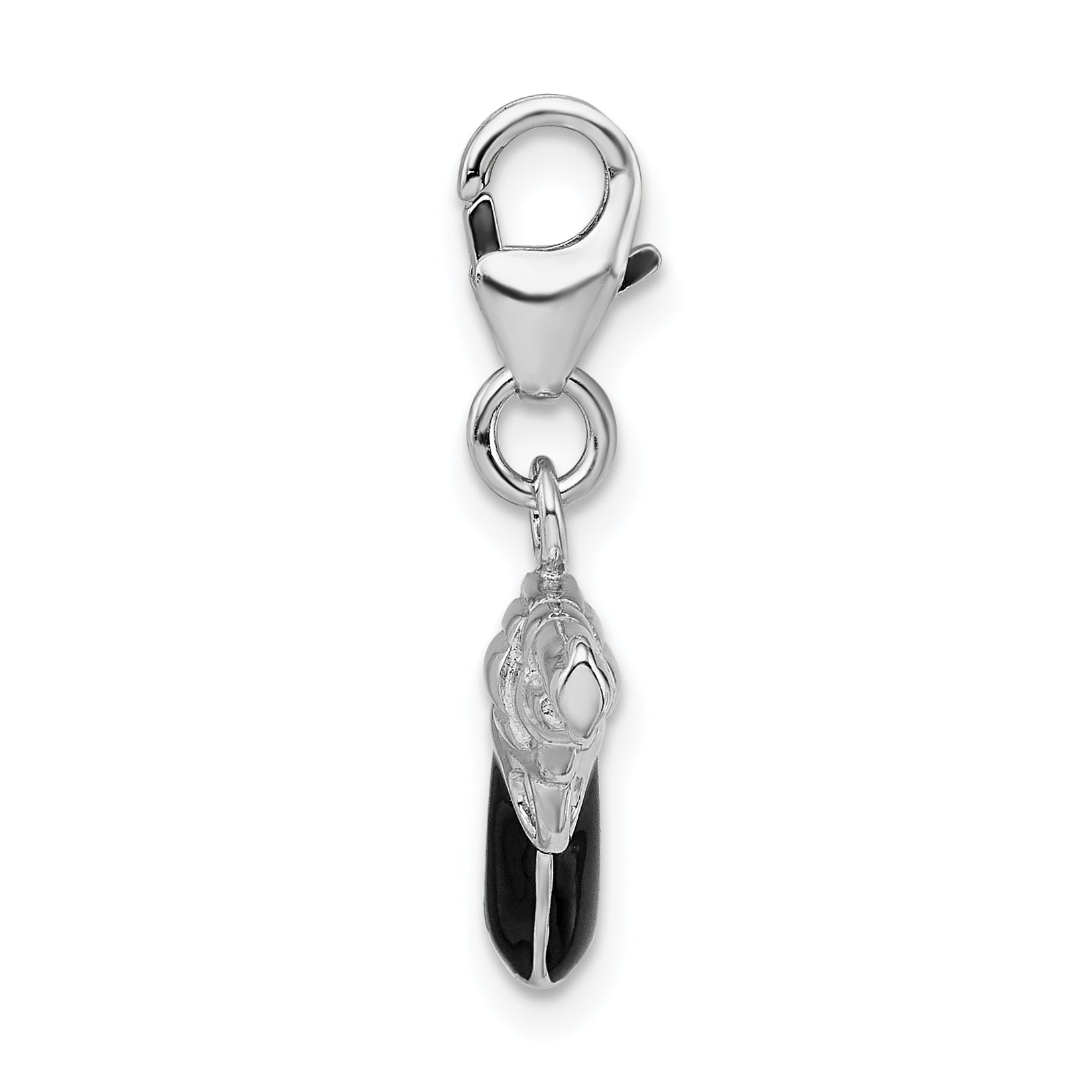 Amore La Vita Sterling Silver Rhodium-plated Polished 3-D Enameled Pistol Charm with Fancy Lobster Clasp Secondary image