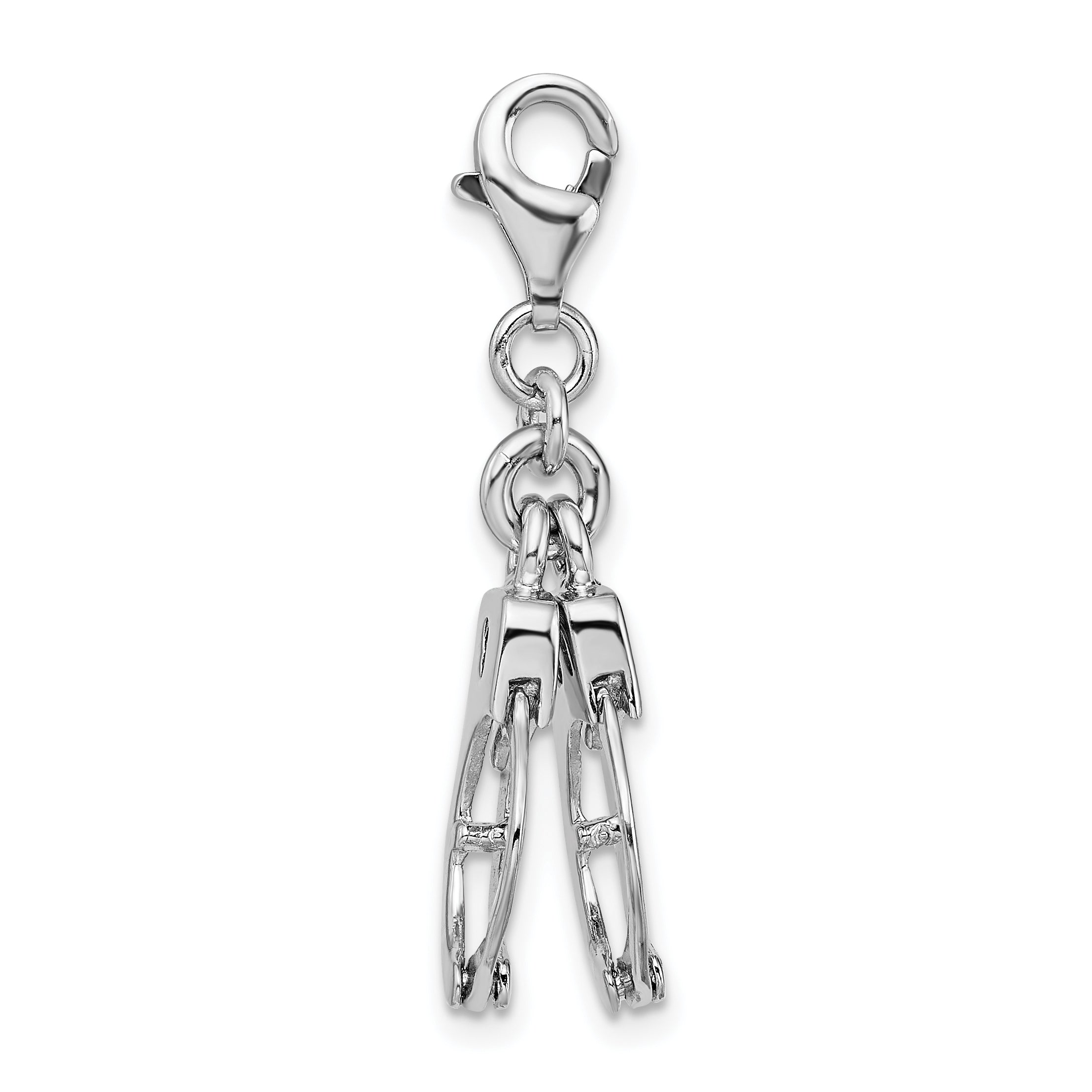 Amore La Vita Sterling Silver Rhodium-plated Polished 3-D Moveable Hand Cuffs Charm with Fancy Lobster Clasp Secondary image
