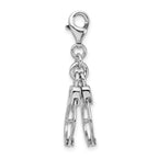 Amore La Vita Sterling Silver Rhodium-plated Polished 3-D Moveable Hand Cuffs Charm with Fancy Lobster Clasp