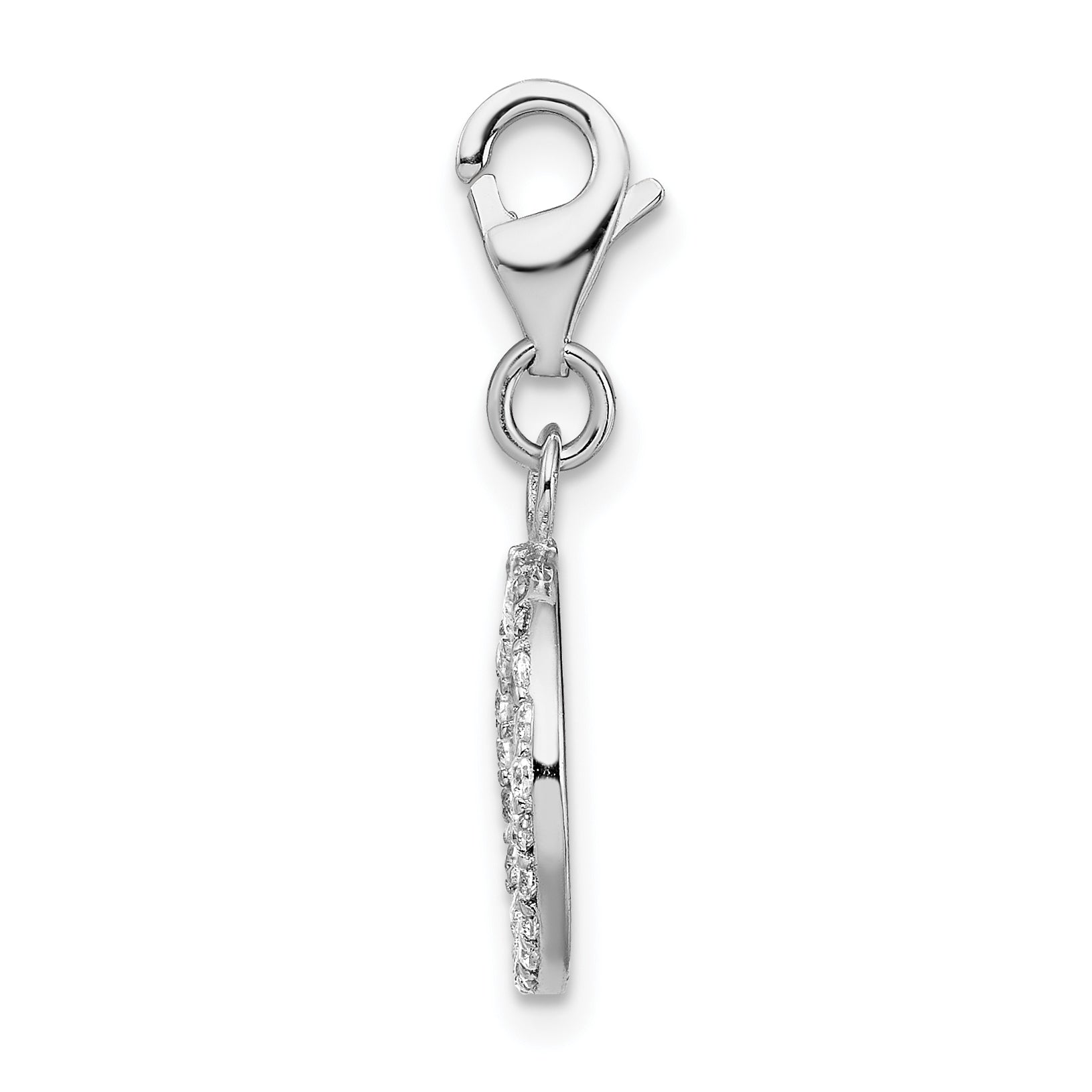 Amore La Vita Sterling Silver Rhodium-plated Polished CZ Peace Sign Charm with Fancy Lobster Clasp Secondary image