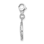 Amore La Vita Sterling Silver Rhodium-plated Polished CZ Peace Sign Charm with Fancy Lobster Clasp