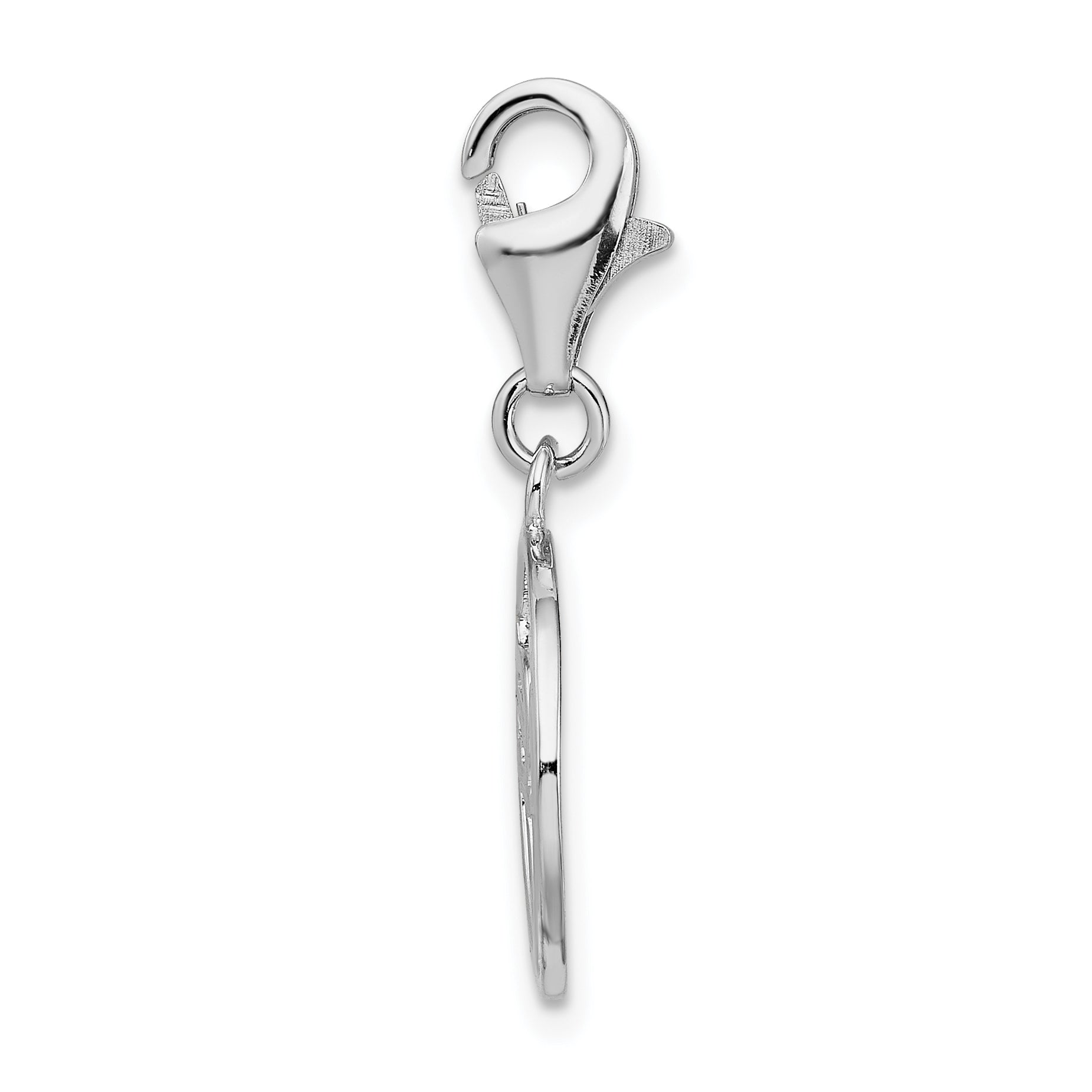Amore La Vita Sterling Silver Rhodium-plated Polished LOVE in Open Circle Charm with Fancy Lobster Clasp Secondary image