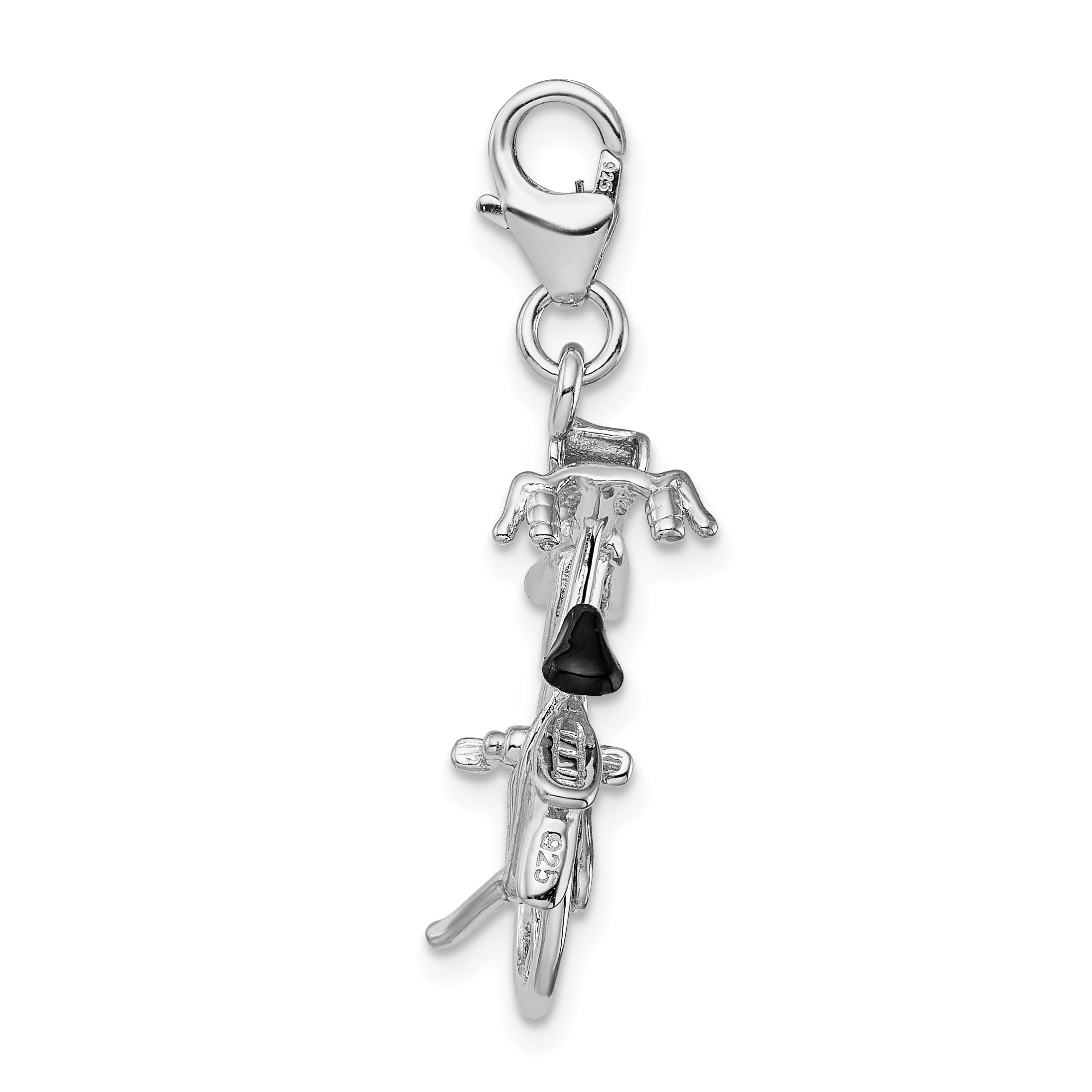 Amore La Vita Sterling Silver Rhodium-plated Polished 3-D Enameled Moveable Bicycle Charm with Fancy Lobster Clasp Secondary image