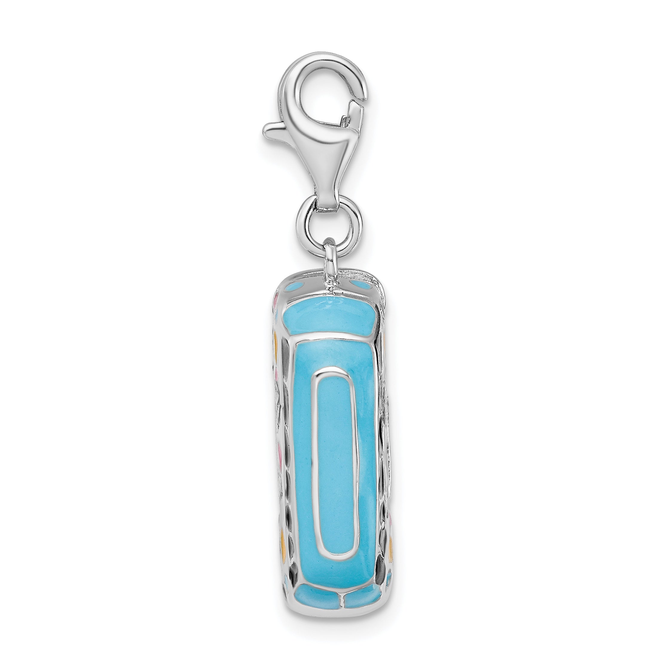 Amore La Vita Sterling Silver Rhodium-plated Polished 3-D Enameled Hippie Bus Charm with Fancy Lobster Clasp Secondary image