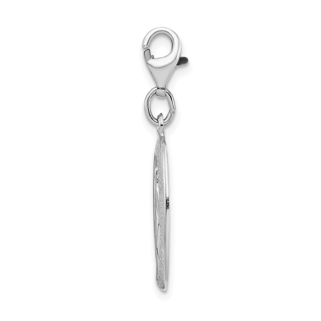 Amore La Vita Sterling Silver Rhodium-plated Polished Miraculous Medal Charm with Fancy Lobster Clasp