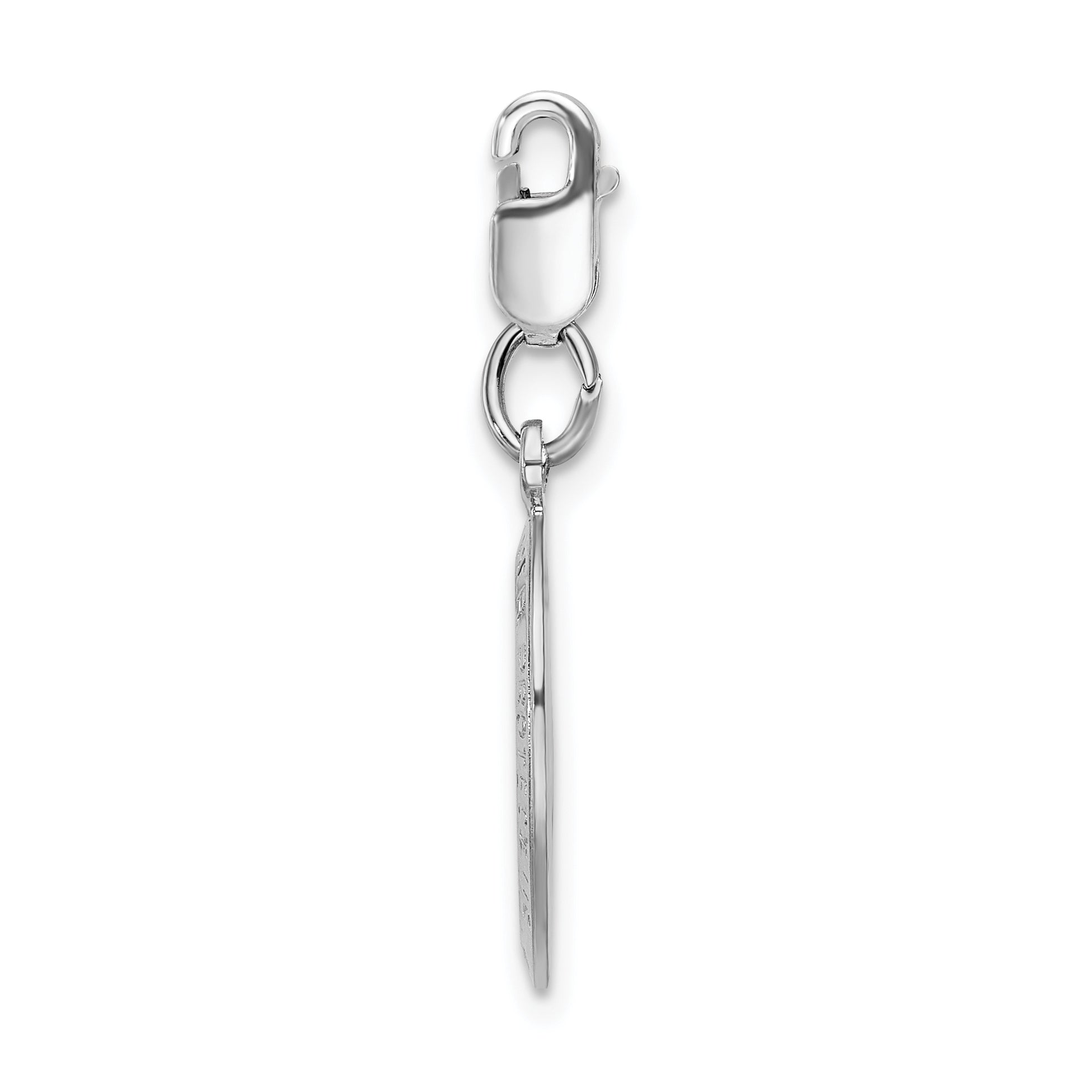 Amore La Vita Sterling Silver Rhodium-plated Polished Saint Christopher Medal Charm with Fancy Lobster Clasp Secondary image