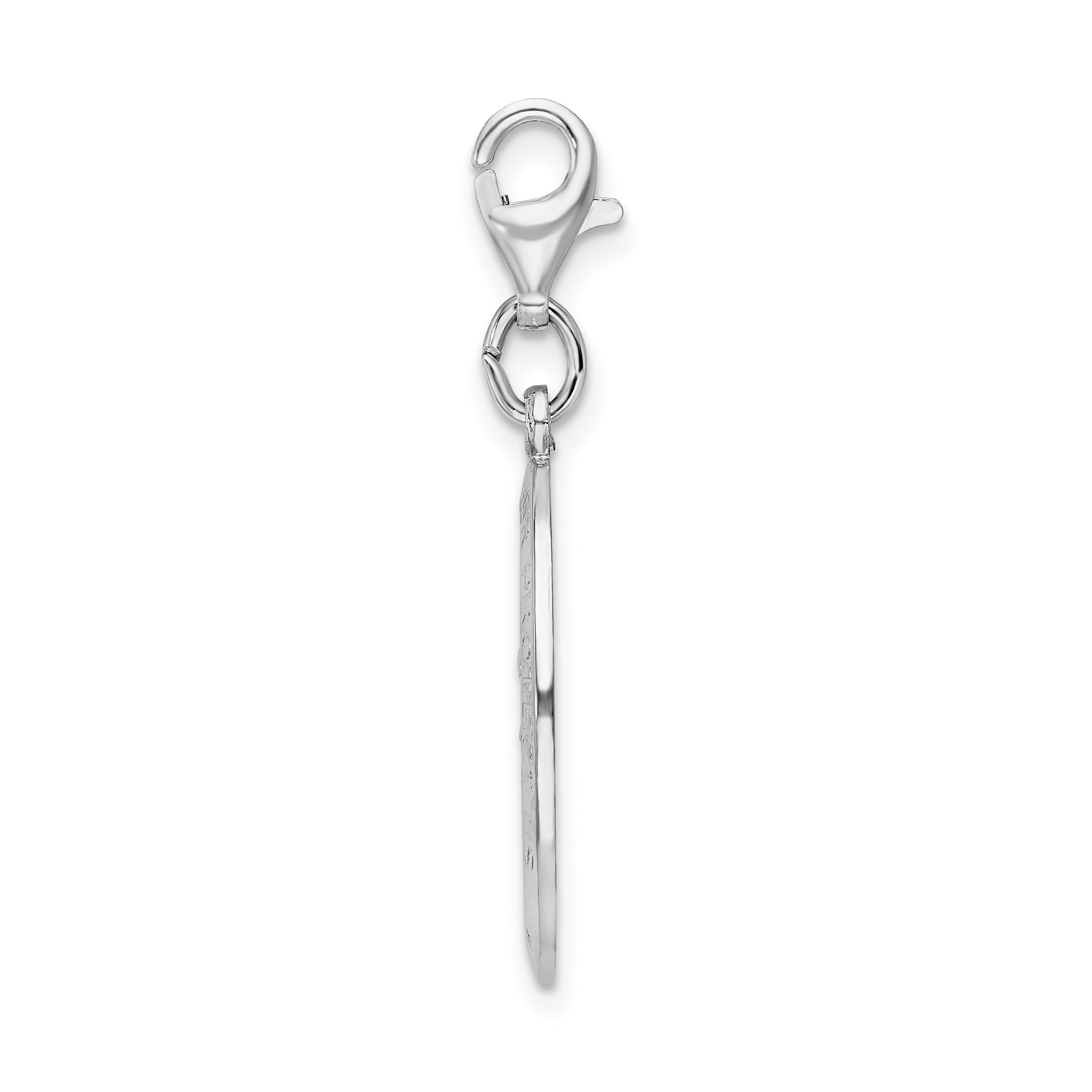 Amore La Vita Sterling Silver Rhodium-plated Polished Saint Christopher Medal Charm with Fancy Lobster Clasp Secondary image