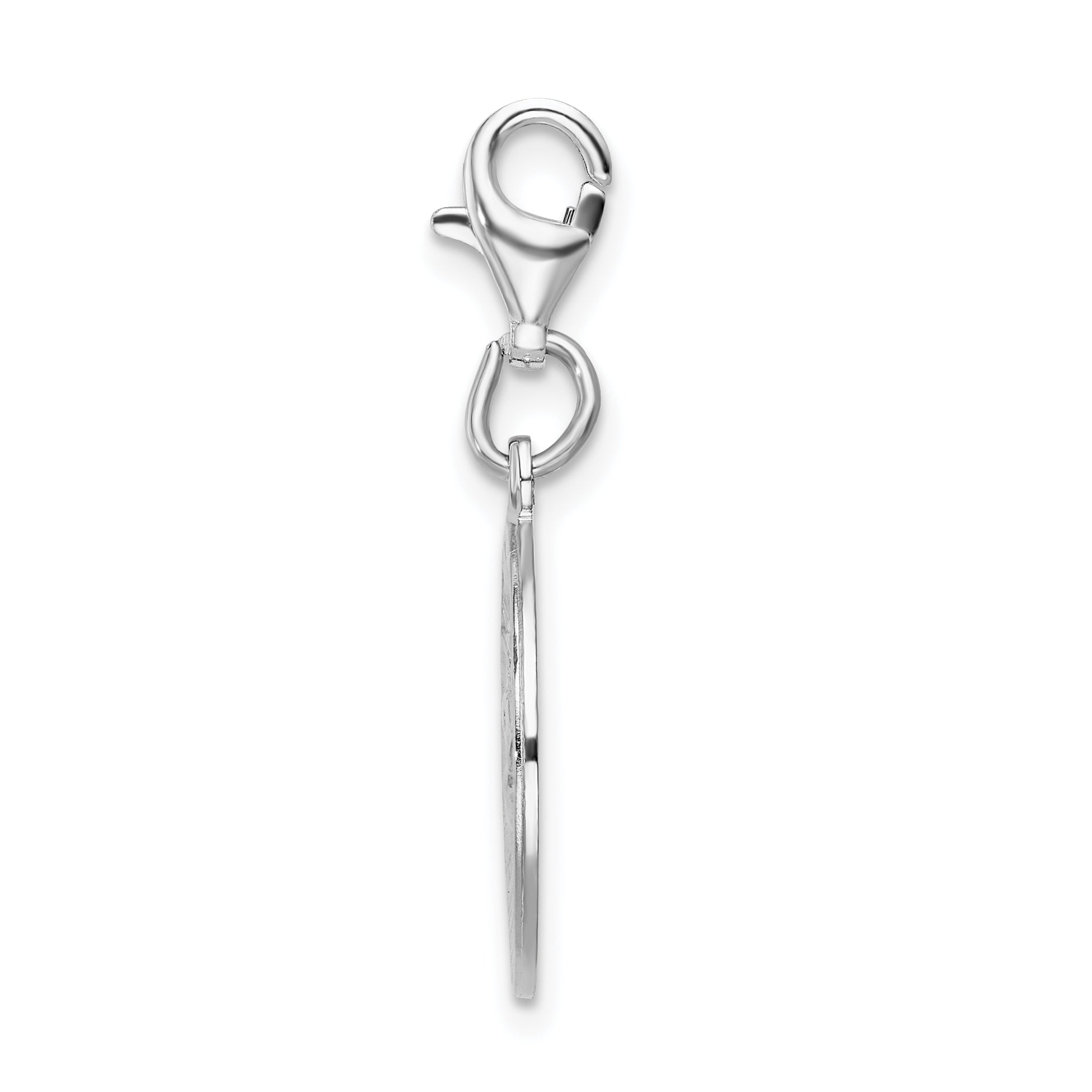 Amore La Vita Sterling Silver Rhodium-plated Polished Saint Christopher Medal Charm with Fancy Lobster Clasp Secondary image