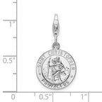Amore La Vita Sterling Silver Rhodium-plated Polished Saint Christopher Medal Charm with Fancy Lobster Clasp