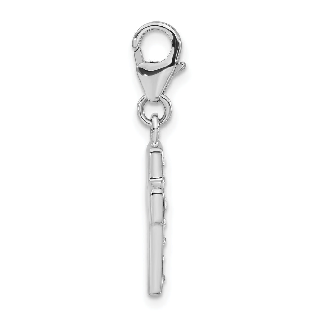 Sterling Silver Crystal Element & Enamel Cross w/Lob. Clasp Charm