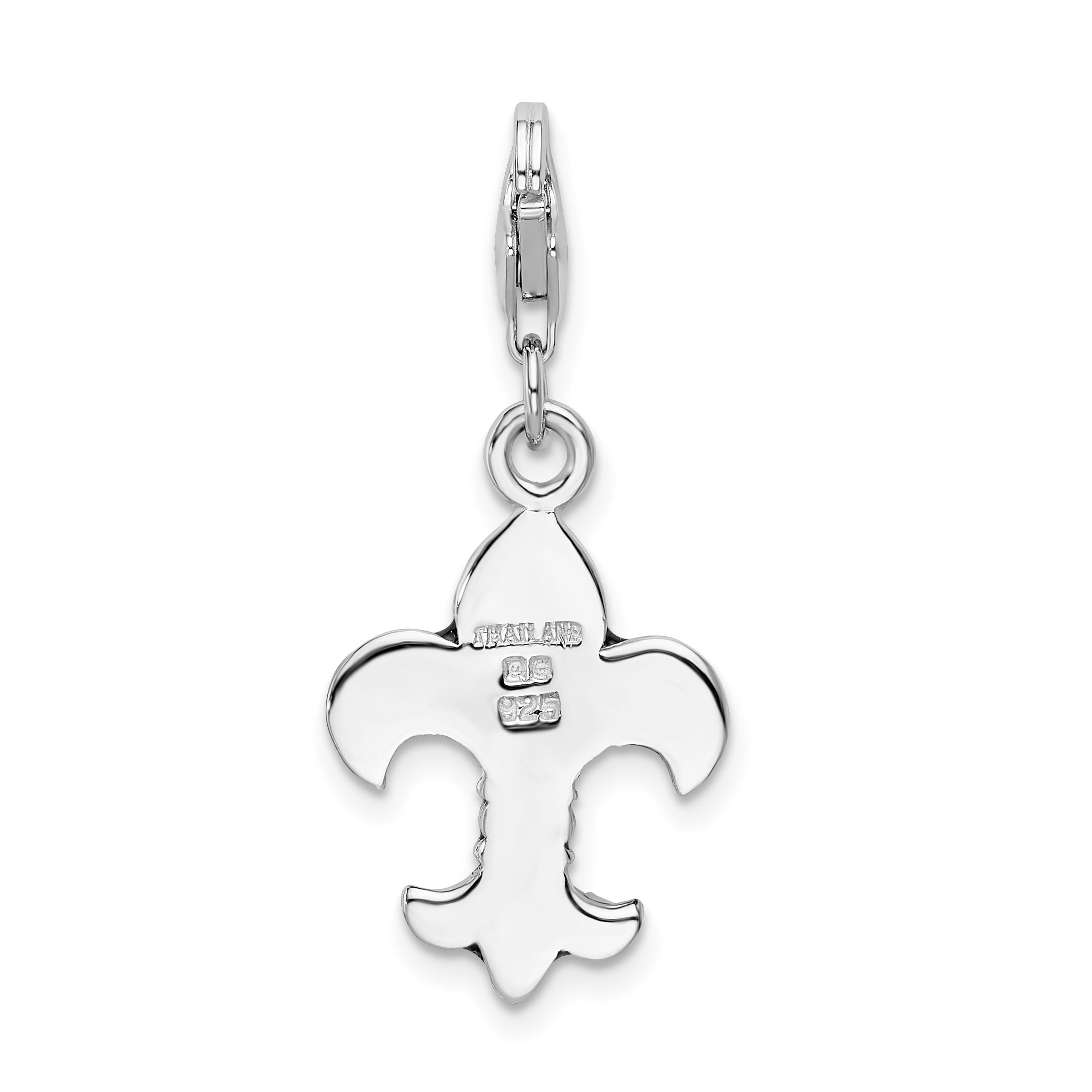 SS RH Black Enameled Fleur de Lis With Lobster Clasp Charm