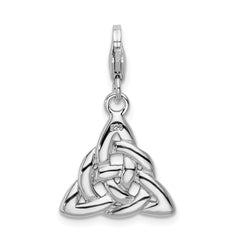 Amore La Vita Sterling Silver Rhodium-plated Polished 3-D Trinity Knot Charm with Fancy Lobster Clasp