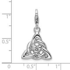 Amore La Vita Sterling Silver Rhodium-plated Polished 3-D Trinity Knot Charm with Fancy Lobster Clasp