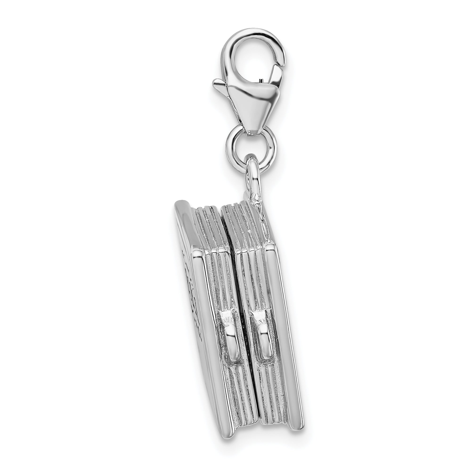 Amore La Vita Sterling Silver Rhodium-plated Polished 3-D Moveable Enameled Bible Charm with Fancy Lobster Clasp Secondary image