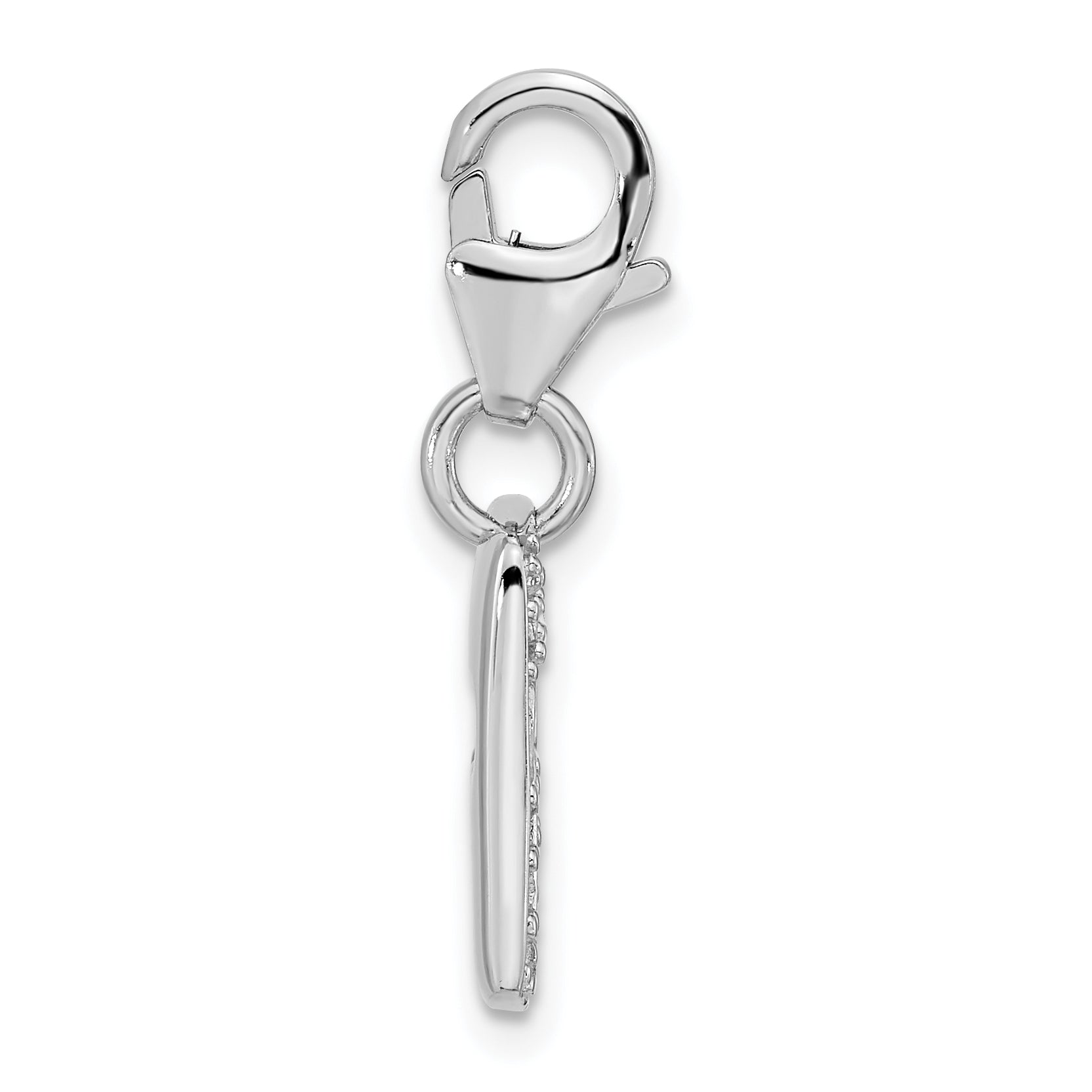 Amore La Vita Sterling Silver Rhodium-plated Polished Reversible CZ Cut-out Cross Faith Clip-on Charm with Fancy Lobster Clasp Secondary image