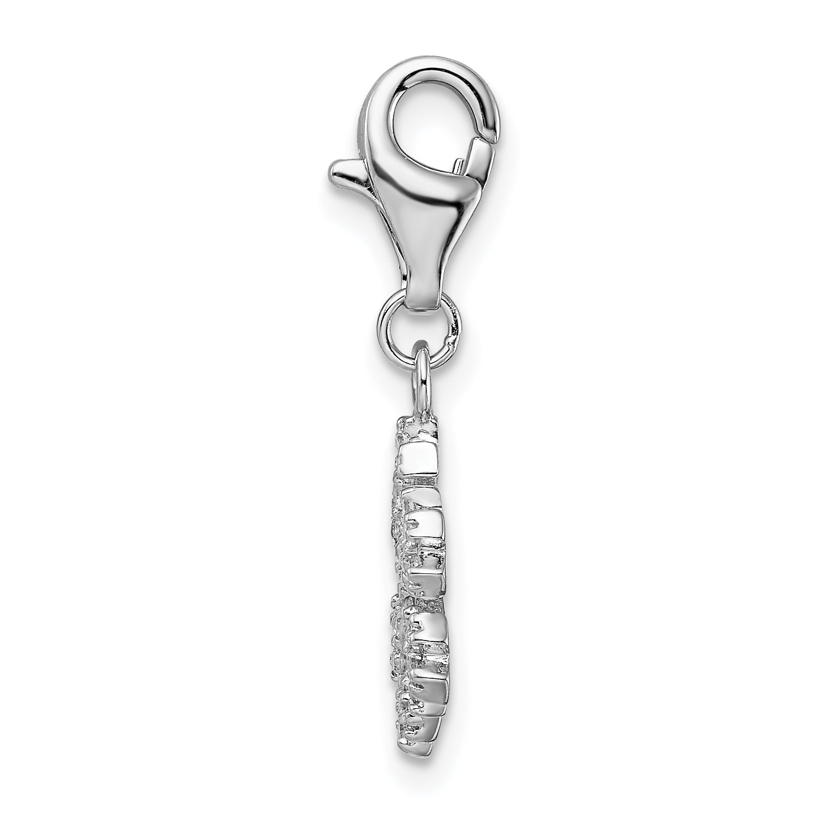 Amore La Vita Sterling Silver Rhodium-plated Polished CZ Snowflake Charm with Fancy Lobster Clasp Secondary image
