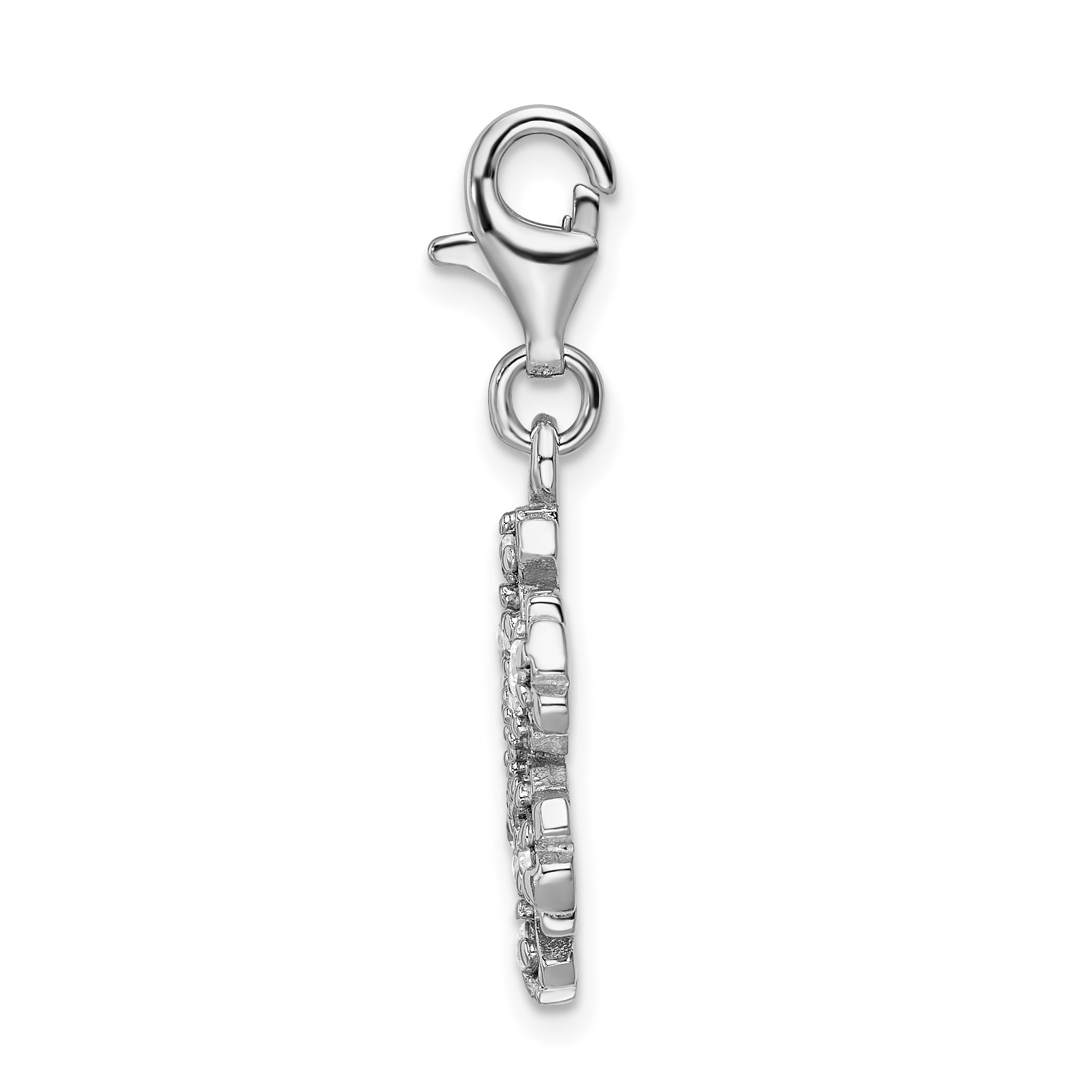 Amore La Vita Sterling Silver Rhodium-plated Polished Glass Stone Snowflake Charm with Fancy Lobster Clasp Secondary image