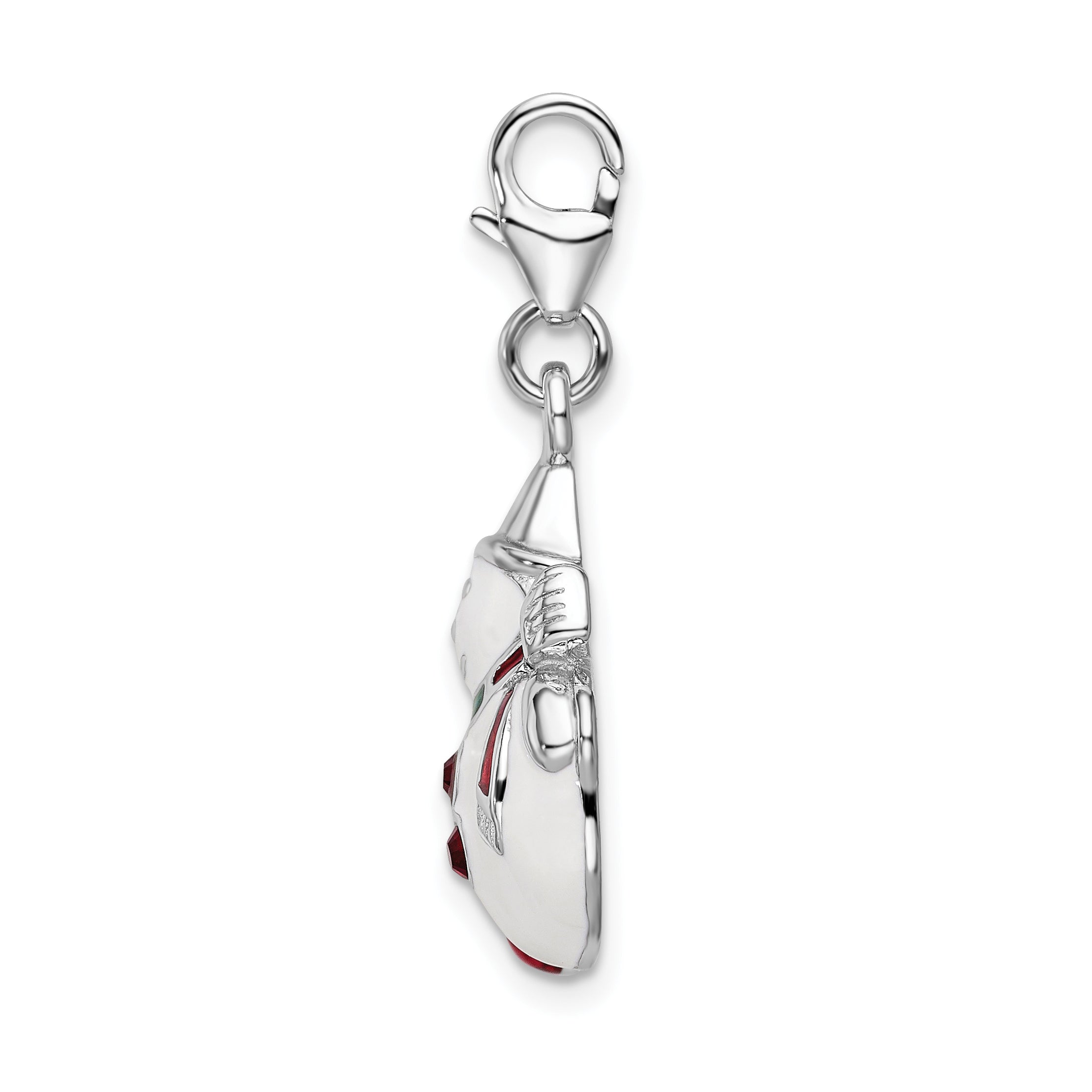 Amore La Vita Sterling Silver Rhodium-plated Polished 3-D Enameled Crystal From Crystal Snowman Charm with Fancy Lobster Clasp Secondary image