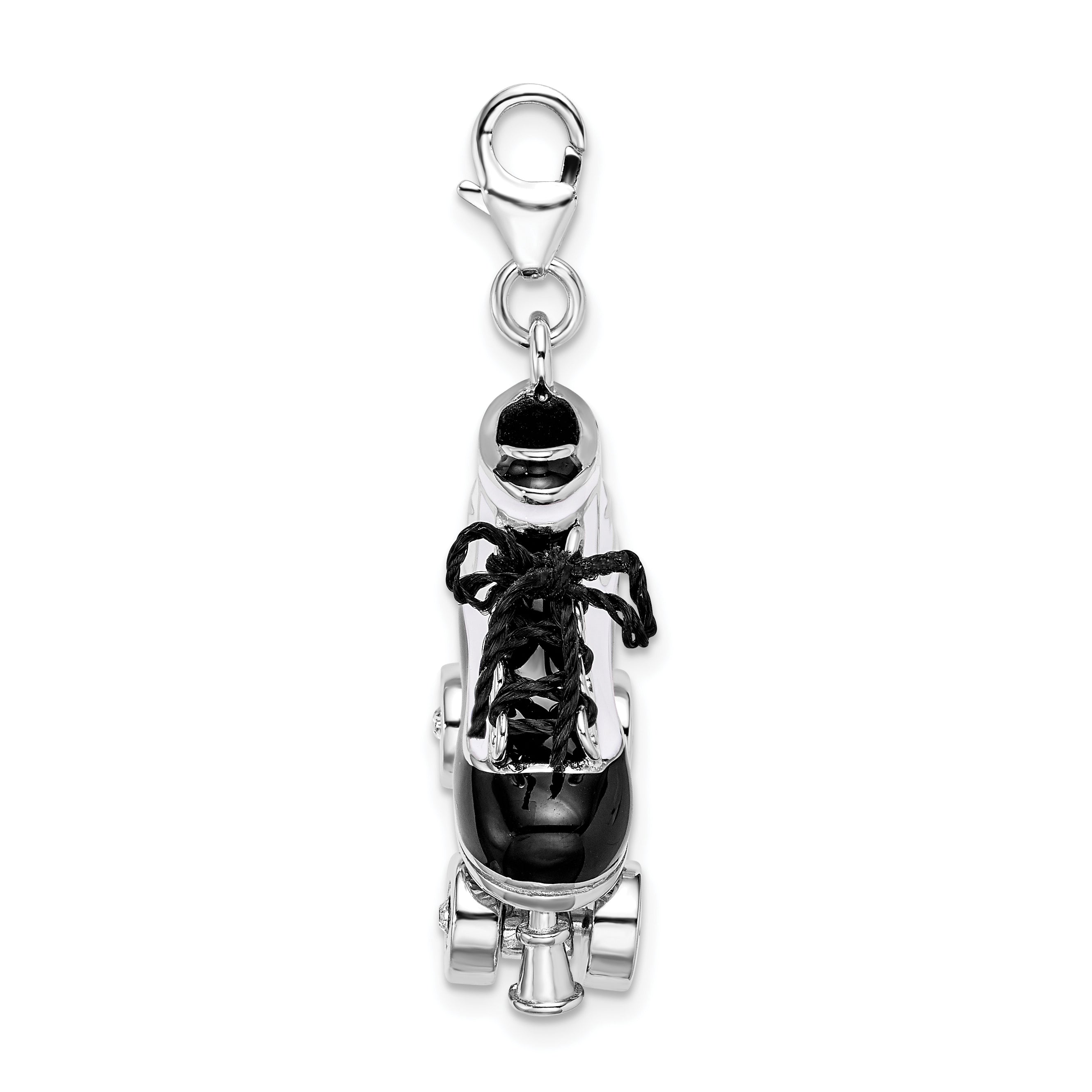 Amore La Vita Sterling Silver Rhodium-plated Polished 3-D Moveable Enameled Roller Skate Charm with Fancy Lobster Clasp Secondary image