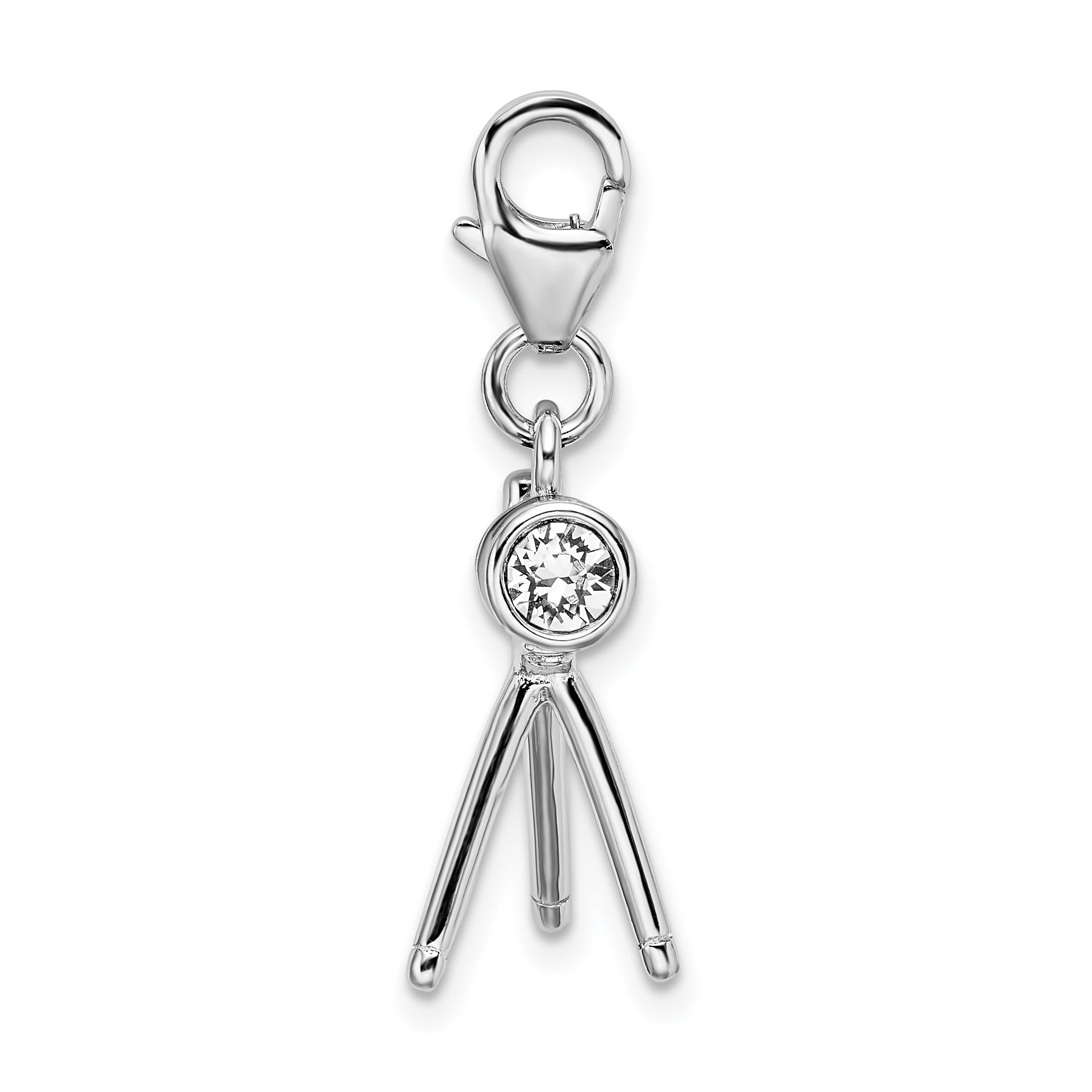 Amore La Vita Sterling Silver Rhodium-plated Polished 3-D Enameled Crystal from Crystal Telescope Charm with Fancy Lobster Clasp Secondary image