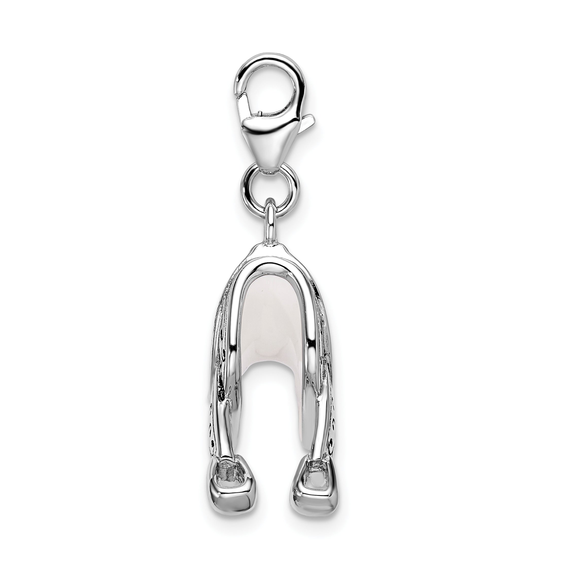 Amore La Vita Sterling Silver Rhodium-plated Polished 3-D Enameled Saddle Charm with Fancy Lobster Clasp Secondary image