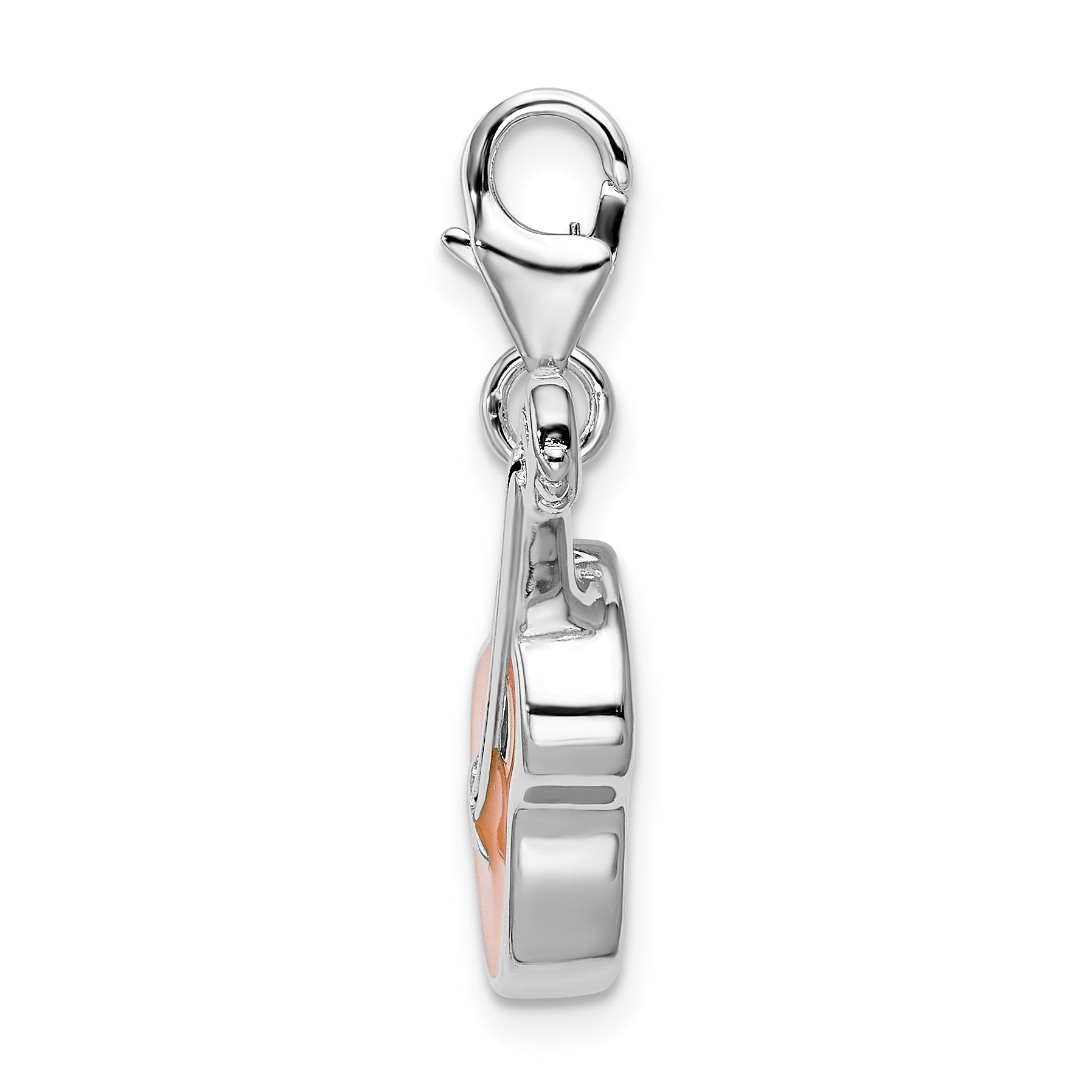 Amore La Vita Sterling Silver Rhodium-plated Polished 3-D Enameled Guitar Charm with Fancy Lobster Clasp Secondary image