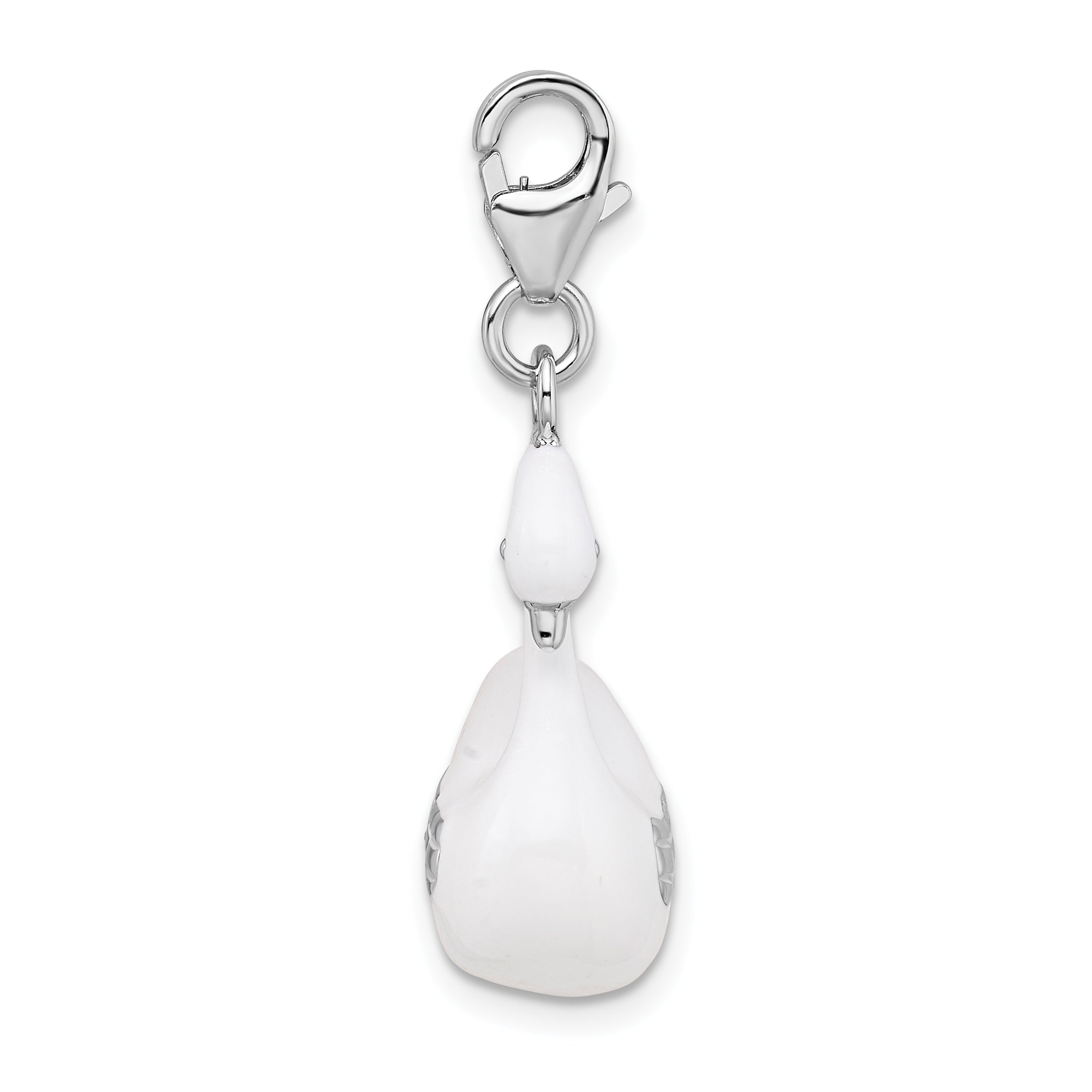 Amore La Vita Sterling Silver Rhodium-plated Polished 3-D Enameled Swan Charm with Fancy Lobster Clasp Secondary image