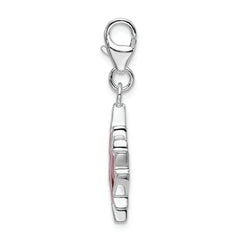 SS RH 3D Enameled I Love CAN Maple Leaf With Lobster Clasp Charm