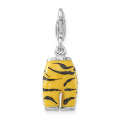 Sterling Silver Click-on CZ Enamel Tiger Pants Charm