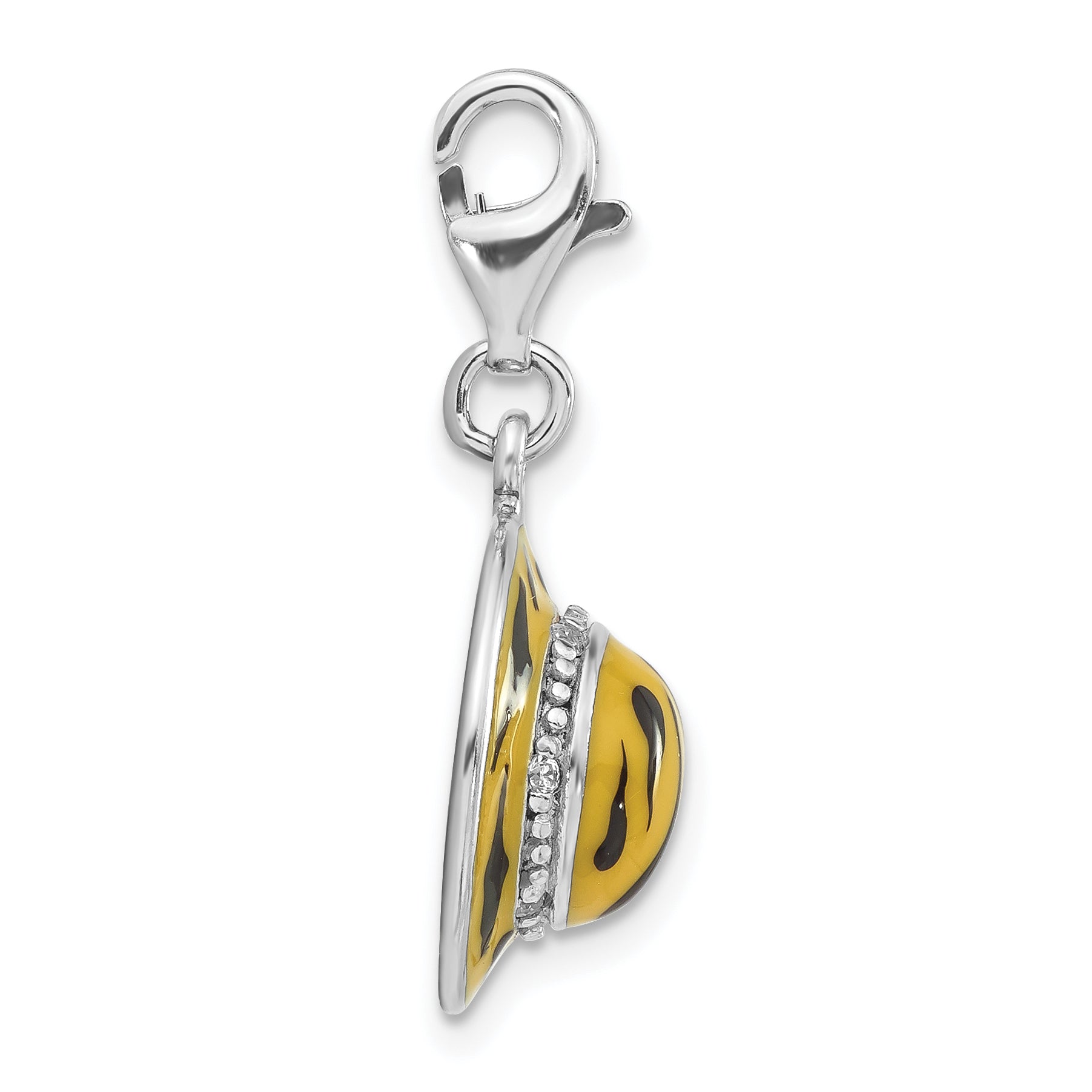Sterling Silver Click-on CZ Enamel Tiger Hat Charm Secondary image