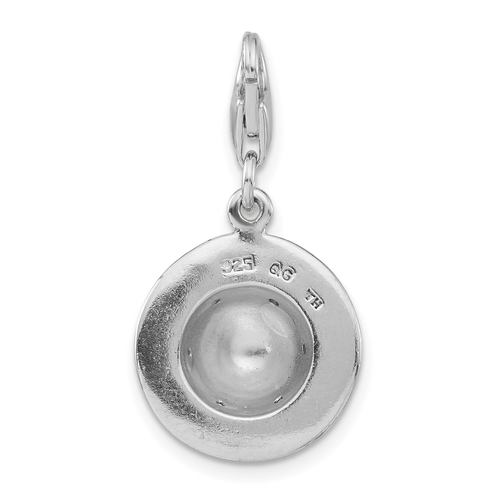 Sterling Silver Click-on CZ Enamel Tiger Hat Charm
