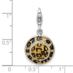 Sterling Silver Click-on CZ Enamel Leopard Hat Charm