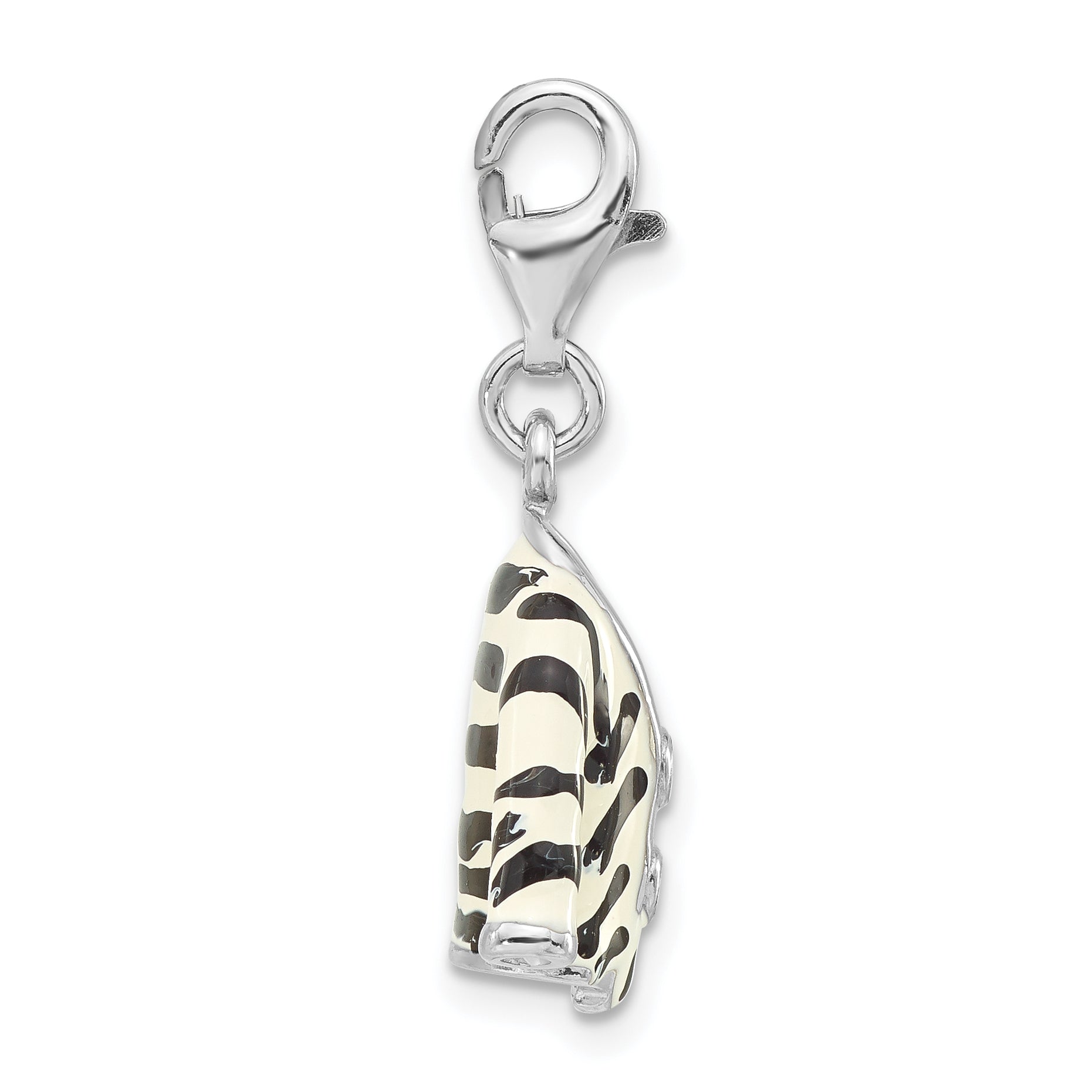 Sterling Silver Click-on CZ Enamel Zebra Jacket Charm Secondary image