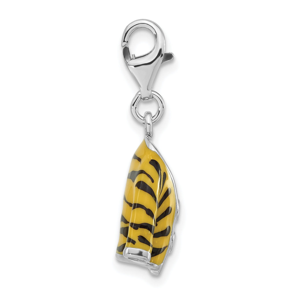 Sterling Silver Click-on CZ Enamel Tiger Jacket Charm