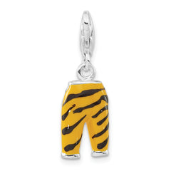 Sterling Silver Click-on CZ Enamel Tiger Pants Charm