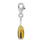Sterling Silver Click-on CZ Enamel Tiger Purse Charm