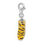 Sterling Silver Click-on CZ Enamel Tiger High Heel Boot Charm
