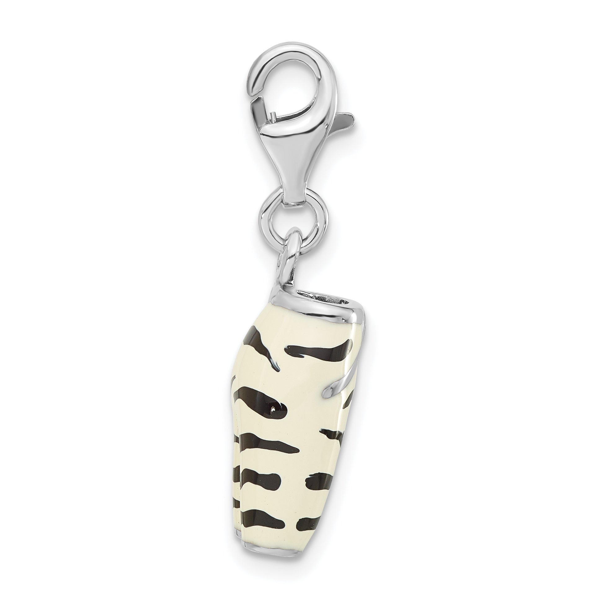 Sterling Silver Click-on CZ Enamel Zebra Pants Charm Secondary image