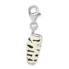 Sterling Silver Click-on CZ Enamel Zebra Pants Charm