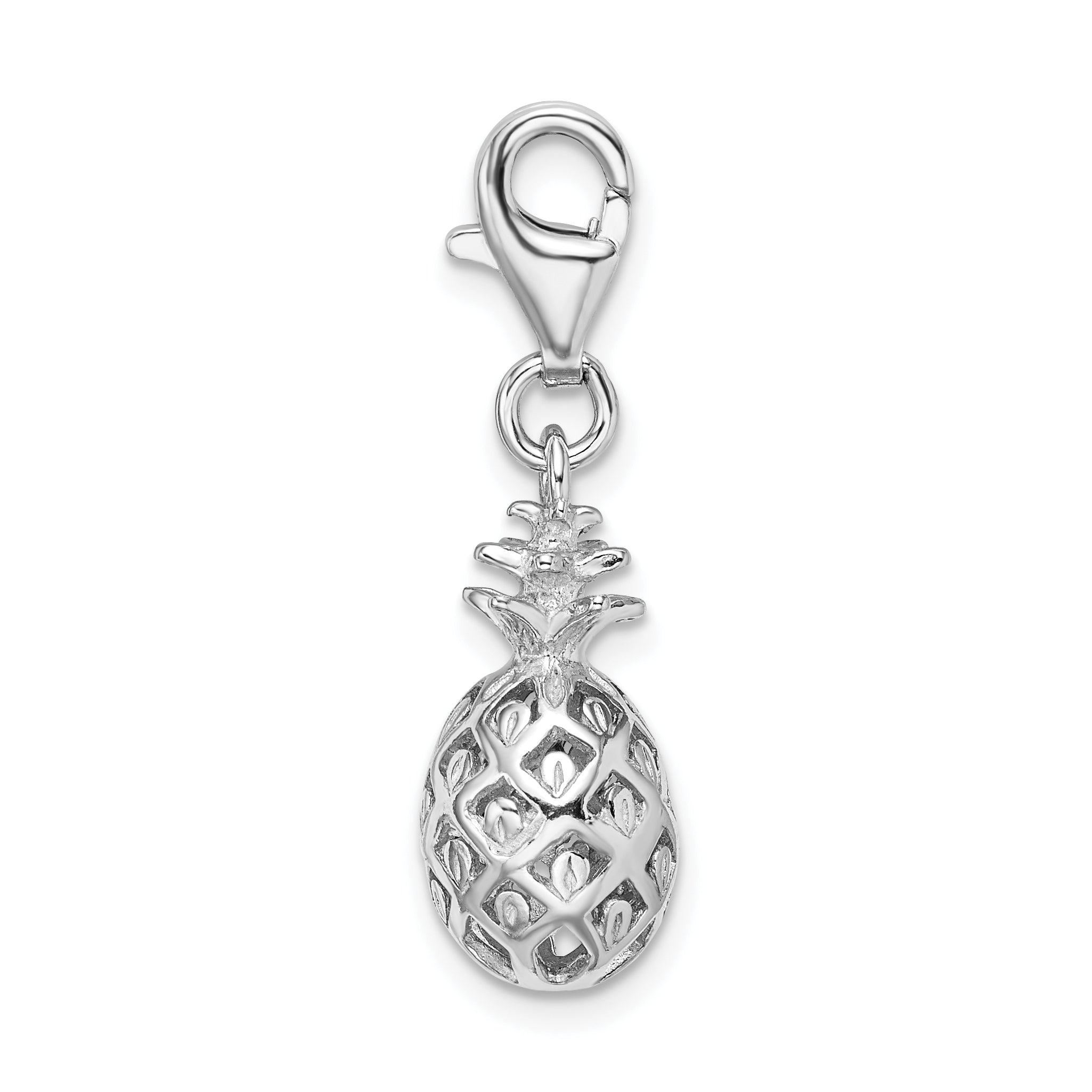 Amore La Vita Sterling Silver Rhodium-plated Polished Pineapple Charm with Fancy Lobster Clasp Secondary image