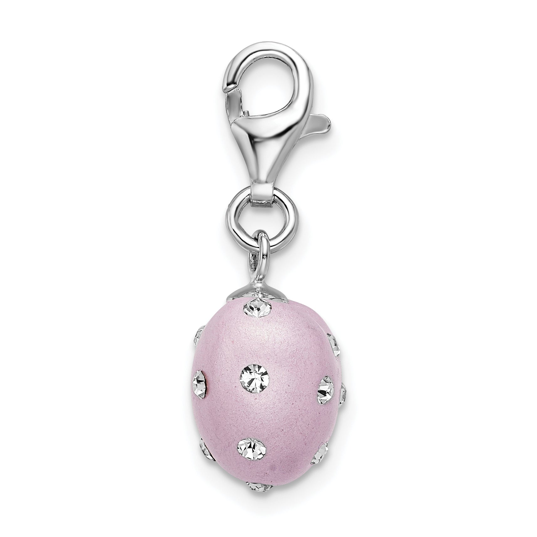 Amore La Vita Sterling Silver Rhodium-plated Polished 3-D Purple Ferido Stellux Crystal Heart Charm with Fancy Lobster Clasp Secondary image
