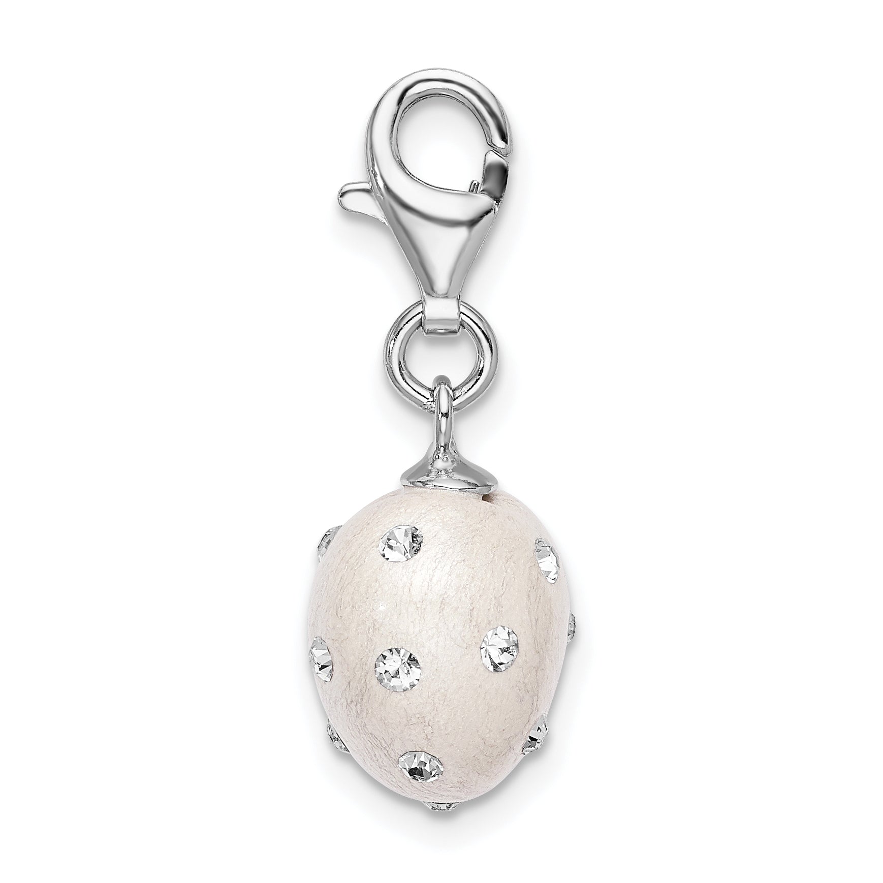 Amore La Vita Sterling Silver Rhodium-plated Polished 3-D White Ferido Stellux Crystal Heart Charm with Fancy Lobster Clasp Secondary image